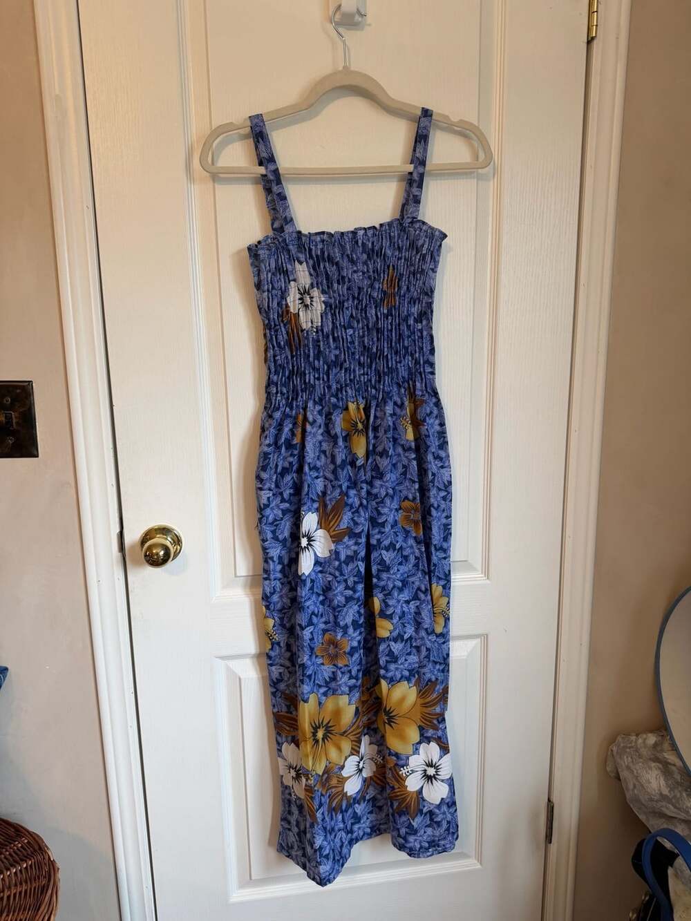 Just Love Elastic Tube Dress Blue Floral Maxi